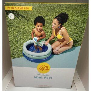 Sun Squad Inflatable Mini Pool Kiddie Splash Water Toy 27 Inch New Blue